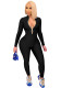Fashion Solid Color Zipper Jumpsuit