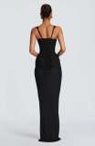 Women Spring Color Square Neck Sleeveless Patchwork Pleated Sexy Bodycon Dress