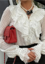 Women Spring Polka Dot Print Long-Sleeved Shirt Top Women Spring Polka Dot Print Long-Sleeved Shirt Top