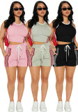 Women's Casual Fashion Tank Top and Side Stripe Drawstring Pocket Shorts Two-Piece Set