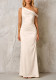 Summer Chic Satin Slash Shoulder Slim Fit Ruched One Shoulder Sexy Long Evening Dress