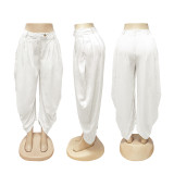 Women's Casual Sexy Solid Color Pleated Bubble Pants