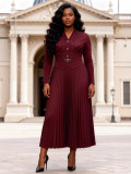 Plus Size African Women Pleated Beaded Elegant Maxi Dress