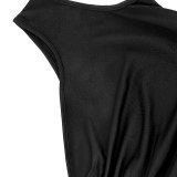 Women American Style Sexy Summer Slash Shoulder Sleeveless Flowy Ribbon Top