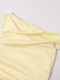 Summer Chic Satin Slash Shoulder Slim Fit Ruched One Shoulder Sexy Long Evening Dress