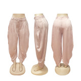 Women's Casual Sexy Solid Color Pleated Bubble Pants