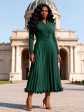 Plus Size African Women Pleated Ruffle Edge Dress