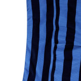 Women American Style Halter Neck Tie Striped Suspender Top and Drawstring Color Block Casual Shorts Two-Piece Set