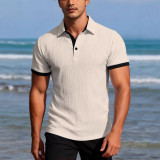 Men's Spring and Autumn Turndown Collar Knitting Polo Top
