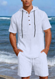 Men's Casual Long-Sleeved Shorts Two-Piece Set