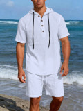 Men's Casual Long-Sleeved Shorts Two-Piece Set