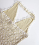Women Summer Sexy Halter Neck Top Lace Patchwork Shorts Two-Piece Set
