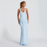 Women U-Neck Sleeveless Ribbon Bodycon Dress