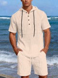 Men's Casual Long-Sleeved Shorts Two-Piece Set