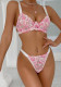 Women High Cherry Embroidery Jacquard Sexy Lingerie Two-Piece Set