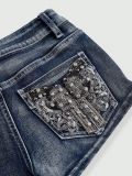 Women Embroidered Beaded Denim Shorts