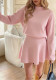 Women Long-Sleeved High-Neck Knitting Pleated Skirt