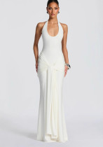 Women U-Neck Sleeveless Ribbon Bodycon Dress