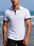 Men's Spring and Autumn Turndown Collar Knitting Polo Top