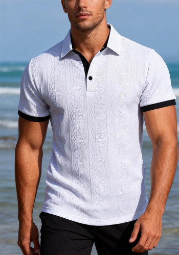 Men's Spring and Autumn Turndown Collar Knitting Polo Top