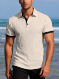 Men's Spring and Autumn Turndown Collar Knitting Polo Top