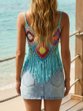 Women's Crochet Patchwork Tassel Camisole Top