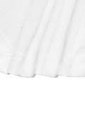Summer Women's Fashion Rib Knit Zipper Solid Turndown Collar Top and Pleated Skirt Set
