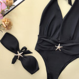Women's Sexy Ruffle Sleeve Polka Dot One-Piece Bikini Swimsuit