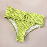 Plus Size Women's High Waist Strapless Lace-Up Green Bikini Swimsuit