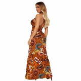 Women's Sexy Printed Strap Split Dress