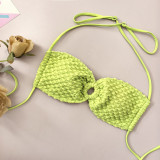 Plus Size Women's High Waist Strapless Lace-Up Green Bikini Swimsuit