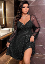 Women Mesh V-Neck Formal Party Dress Women Mesh V-Neck Formal Party Dress