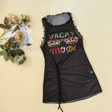 Women's Sexy Beach Holiday Mesh Cover-Up Dress Bikini Three-Piece Set
