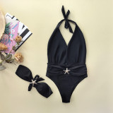 Women's Sexy Ruffle Sleeve Polka Dot One-Piece Bikini Swimsuit