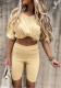 Women Casual Long-Sleeve Top and Shorts Two-Piece Set