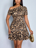 Women Short-Sleeve Leopard Print Dress