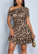 Women Short-Sleeve Leopard Print Dress