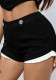 Women Spring/Summer Black Rhinestone Button Shorts