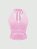 Women Sexy Halter Neck Lace-Up V-Neck Backless Camisole Top