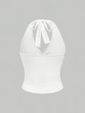 Women Sexy Halter Neck Lace-Up V-Neck Backless Camisole Top