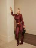Women Sexy Print Long-Sleeve Top and Pants Two-Piece Set