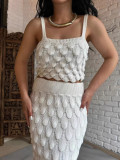 Women Fashion Sequin-Trim Strappy Two-Piece Skirt Set