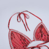 Women Sexy Holidays Halter Neck Bikini Two-Piece Set