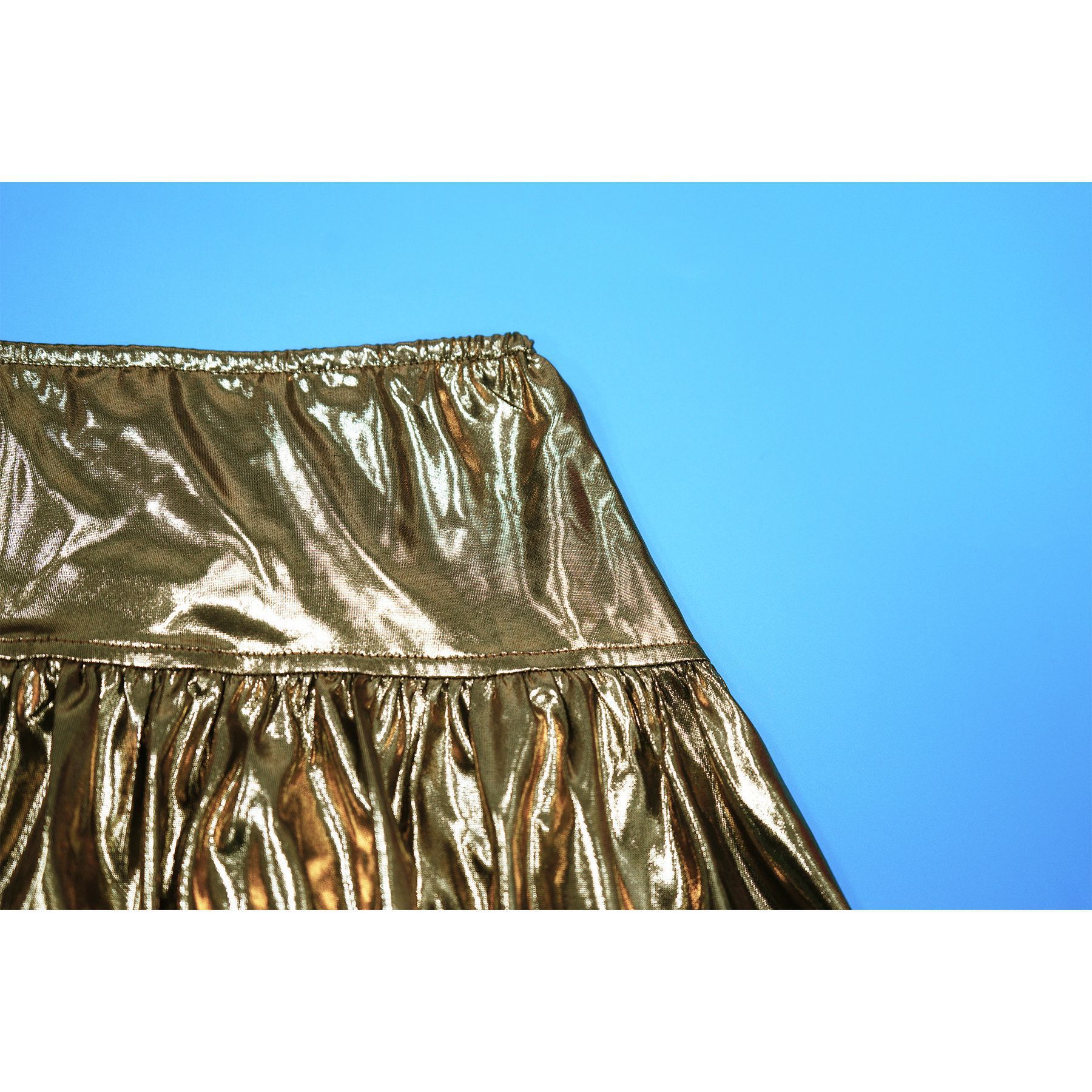 Women Round-Neck Lantern-Sleeve Slim-Waist Flared Skirt Set