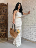 Women Fashion Sequin-Trim Strappy Two-Piece Skirt Set