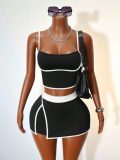 Women's Fashion Colorblock Casual Tank Top and Shorts Two-Piece Set