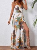 Women Printed Slash Strap Dress