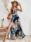 Women Printed Slash Strap Dress