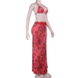 Women Sexy Holidays Halter Neck Bikini Two-Piece Set