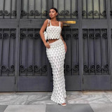 Women Fashion Sequin-Trim Strappy Two-Piece Skirt Set
